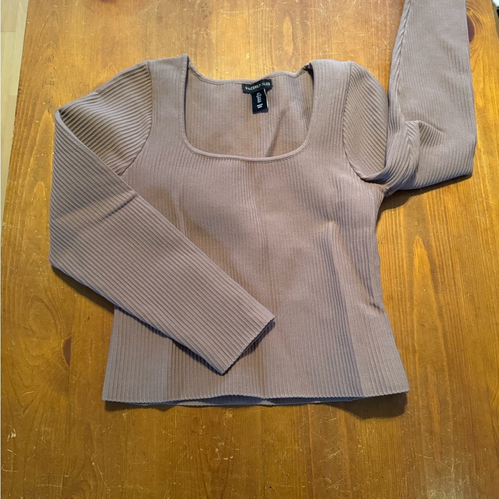 Sincerely Jules Ribbed Top in Brown